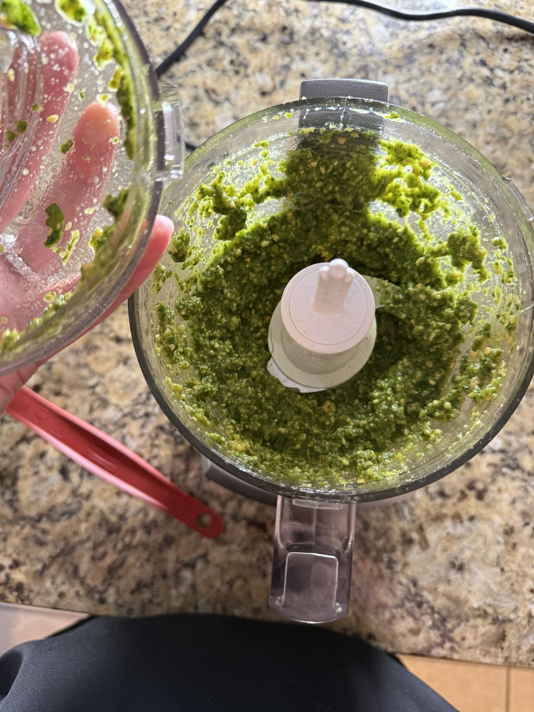 Pesto puree in the food processor